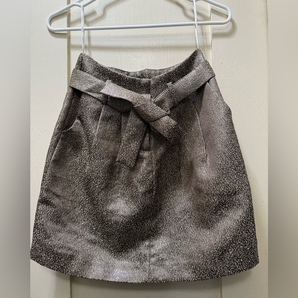Metallic Gold Belted Skirt
